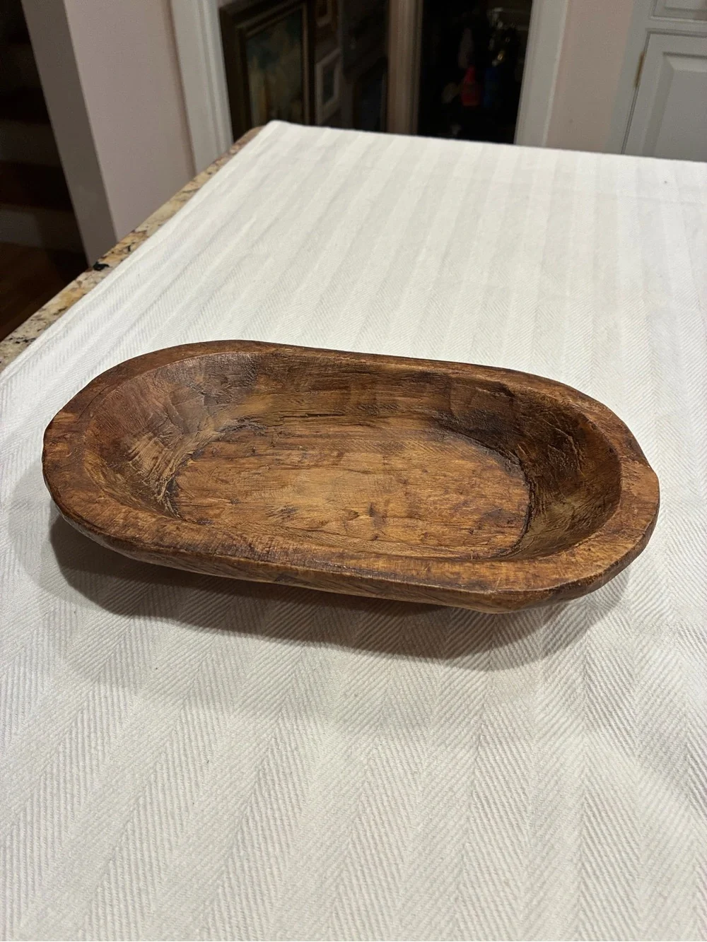 Carved wooden dough bowl